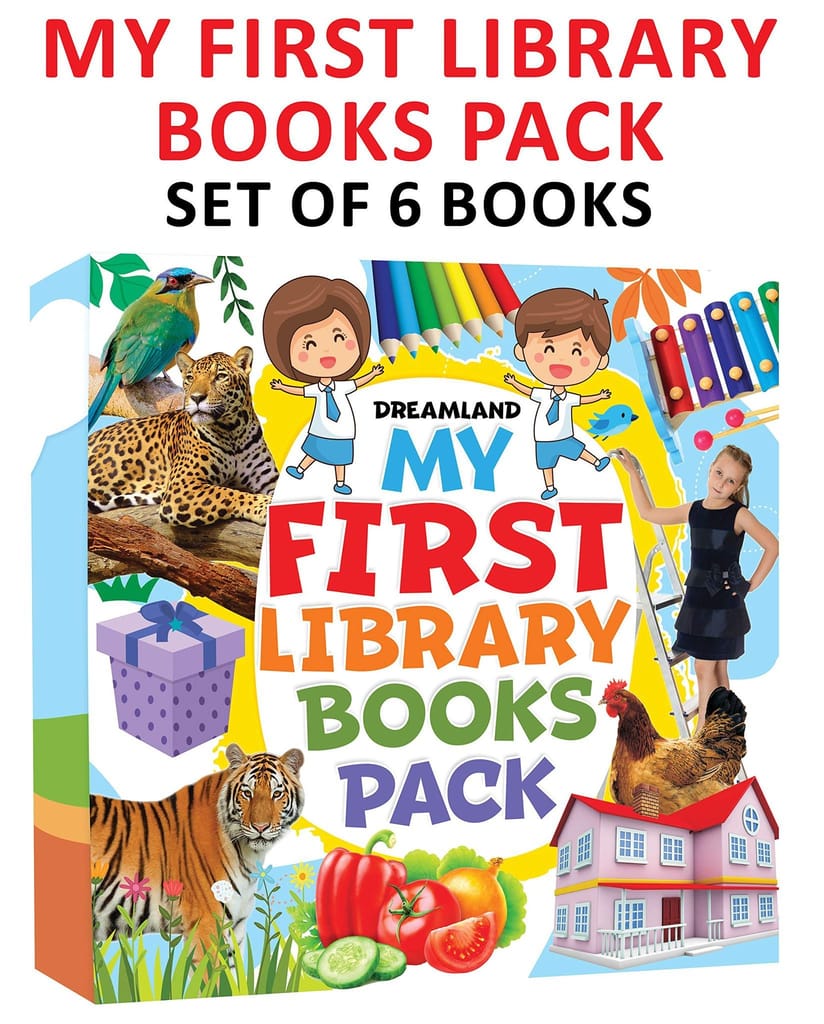 My First Library Books Pack - A Collection of 6 Early Learning Books for Children Age 1 - 4 Years | ABC, Colours & Shapes, Animals & Birds, Fruits & Vegetables, Words, All in One Learning Book [Paperback] Dreamland Publications view 2