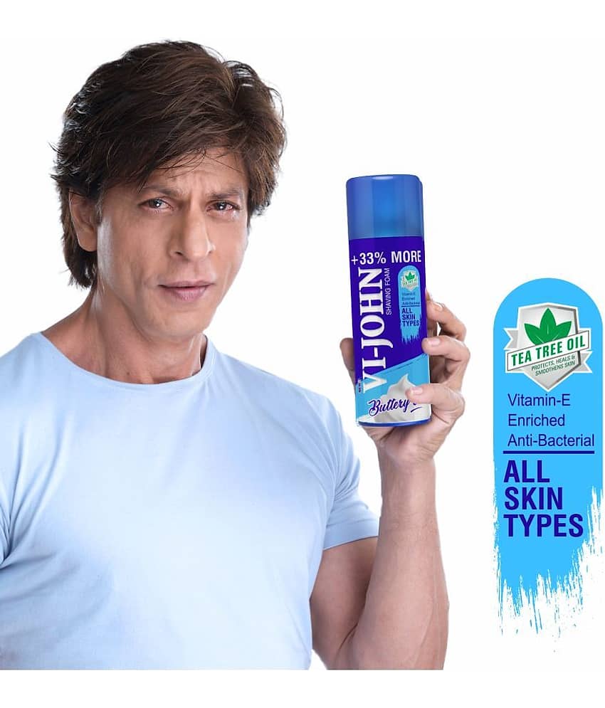 VI-JOHN All Skin Type Shaving Foam Enriched With Vitamin E , Tea Tree Oil 400g - (1200g) Pack of 3 view 2