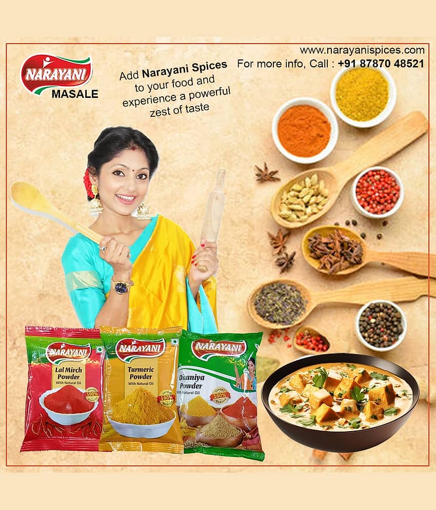 Narayani Spices Kitchen Damaka Offer Pack of 3 | Haldi , Dhaniya and Mirch Powder. Masala 1500 gm view 2