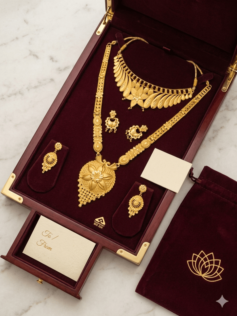 raditional Indian Bridal Gold Necklace Combo Set
