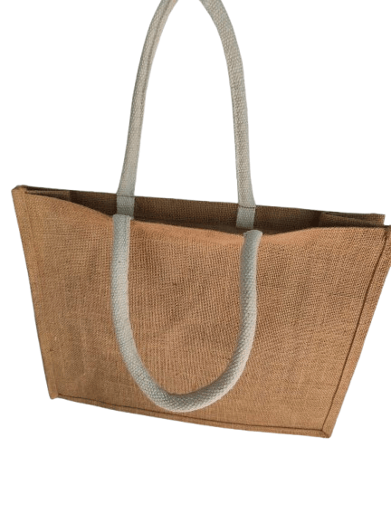 Jute Tote Bag with Cotton Front Panel view 2