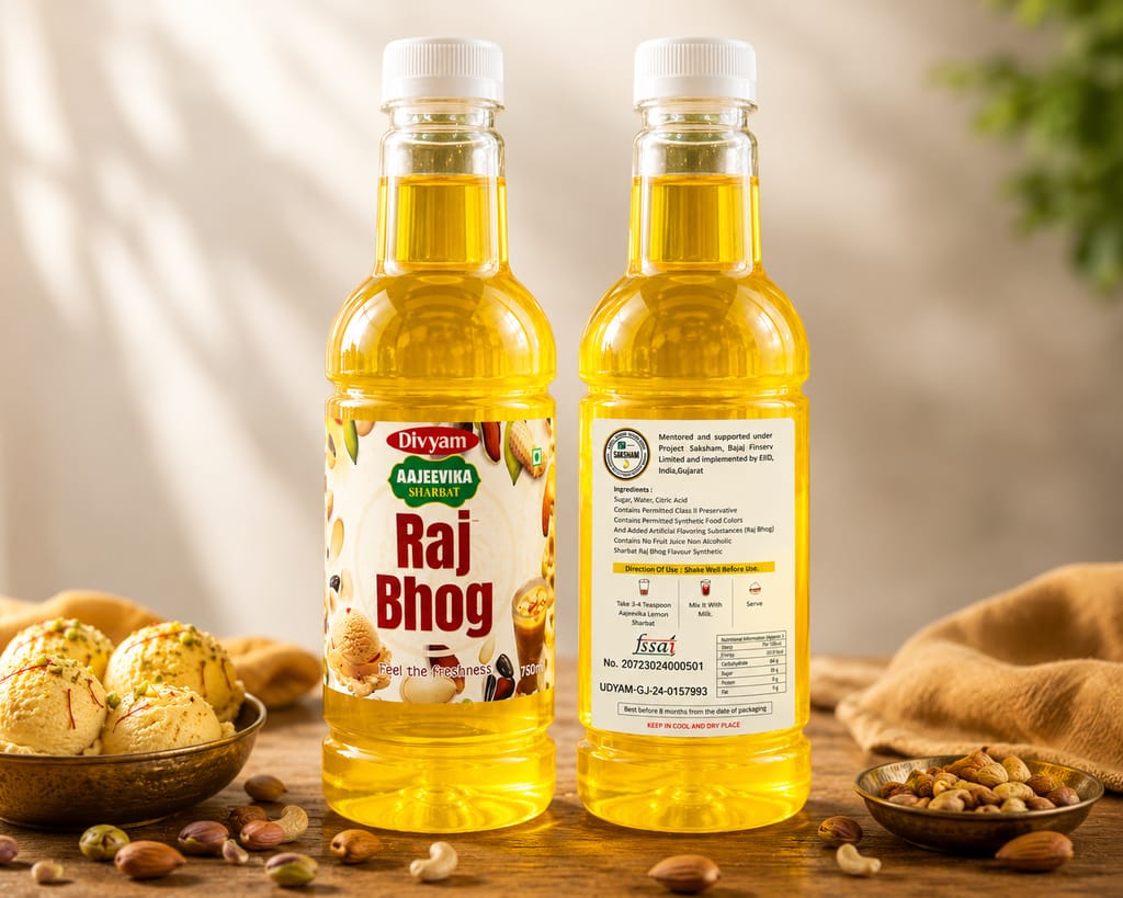 Divyam Raj Bhog Sharbat – Traditional Indian Sweet Beverage Concentrate (750 ml) view 2