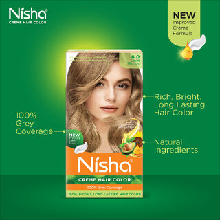 Nisha Cream Hair Color Rich Bright Long Lasting Hair Colouring For Ultra Soft Deep Shine Grey Coverage Conditioning With Natural Herbs , Ultra Blonde & Light Blonde view 2