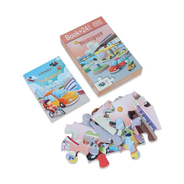 Advit Toys Transport Jigsaw Puzzle - 24 Piece + 16 Pages Educational Book view 2