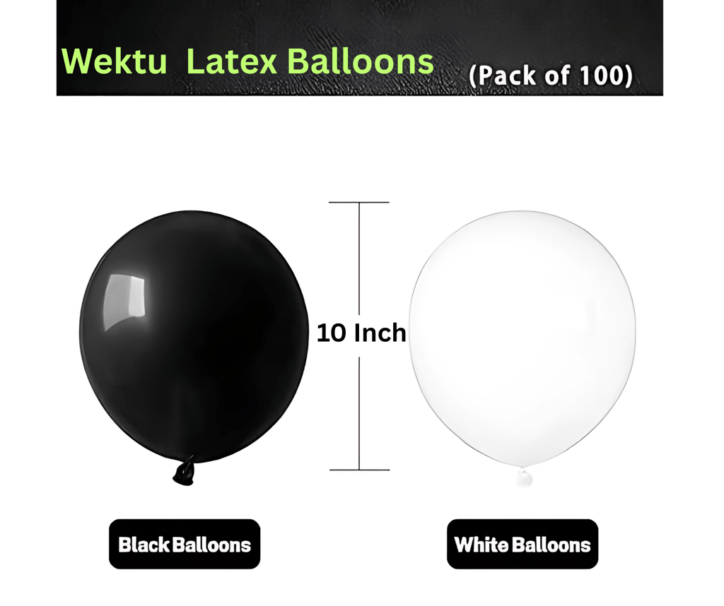 Black and White Round Party Balloons - 100 PC Large Size view 2