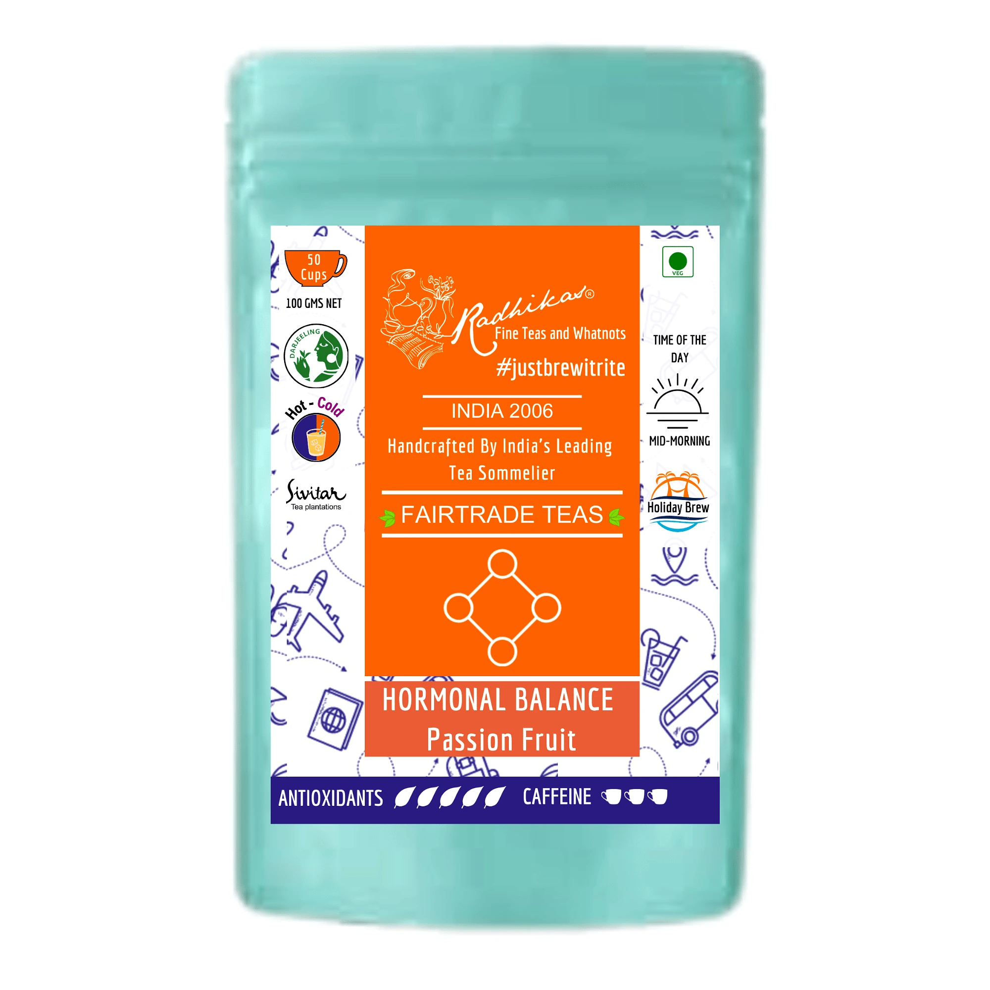 HORMONAL BALANCE Passion Fruit Darjeeling Leaf - Antioxidants & Mental Boost (100 gm - Makes 50 Cups of Tea) by M/S RADHIKAS FINE TEAS AND WHATNOTS
