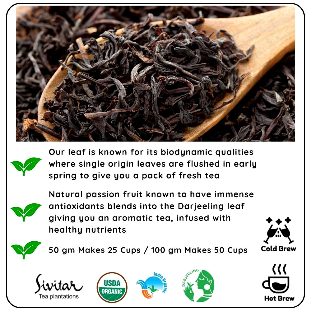 HORMONAL BALANCE Passion Fruit Darjeeling Leaf - Antioxidants & Mental Boost (100 gm - Makes 50 Cups of Tea) by M/S RADHIKAS FINE TEAS AND WHATNOTS view 2