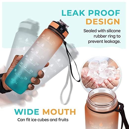viva smart Unbreakable Silicone Water Bottle with Motivational Time Marker & Removable Strainer Leakproof Durable BPA-Free Non-Toxic Water Bottle for Home, Office, Gym (Pack of 1, Yellow, Pink) view 2