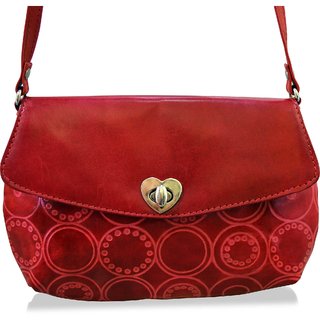 arpera Embossed Genuine Leather red Sling bag C11517-3 view 2
