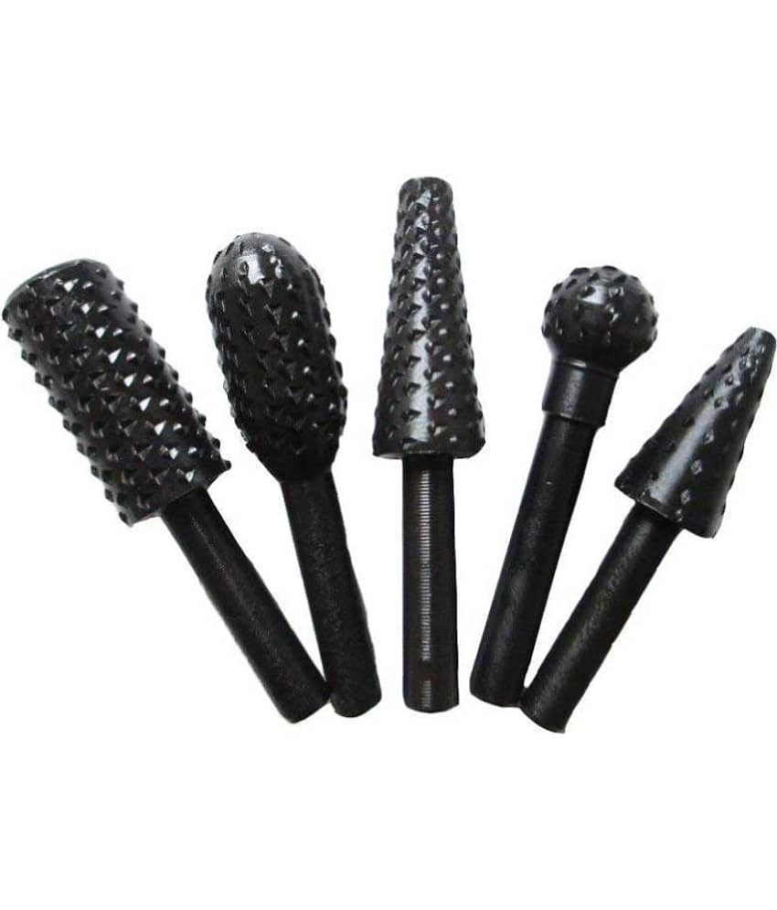 5pcs/set High Speed Steel Burr Drill Bit Set Wood Carving Rasps For Dremel Shank Burs Tools Cutting Tool Black view 2