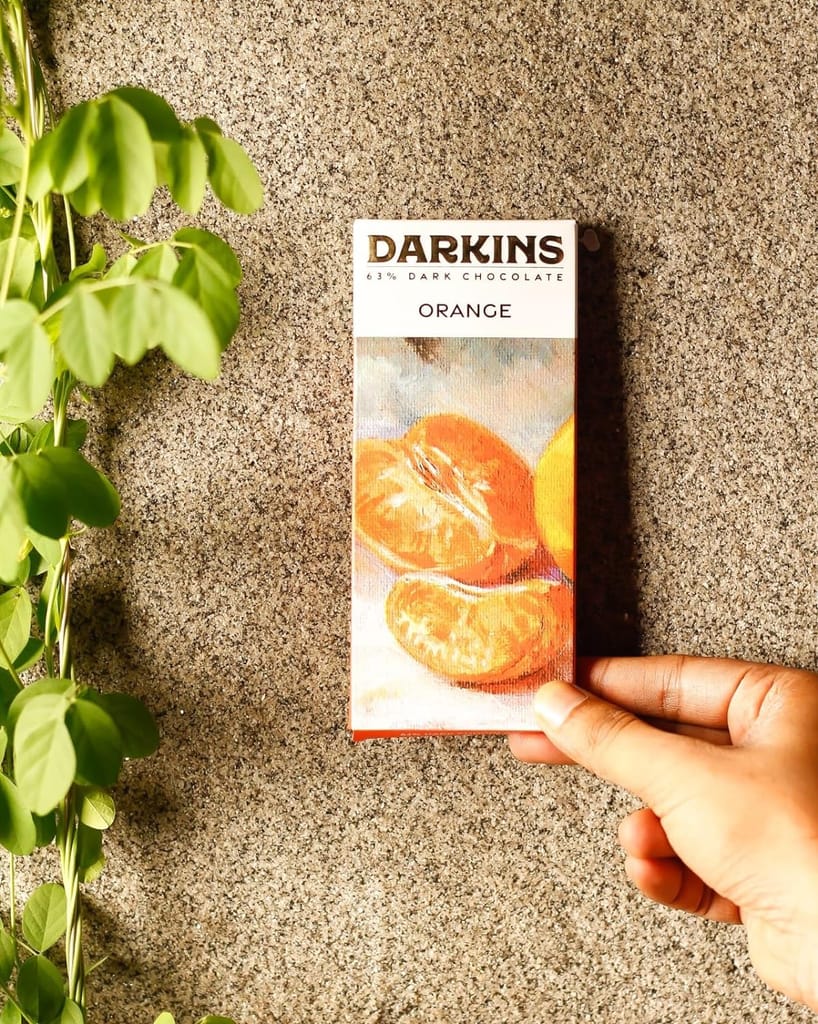 DARKINS 70% Dark Chocolate Blueberries | 70% Dark Chocolate Almonds | 65% Artisanal Dark Chocolate Coffee | 63% Artisanal Dark Chocolate Orange | Gluten-Free | 50gm Each Pack of 4 view 2