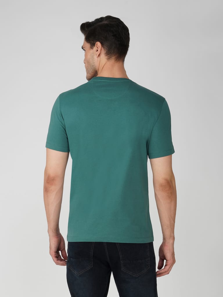Men’s 100% Cotton Graphic Print T-Shirt European Fit-Green view 2