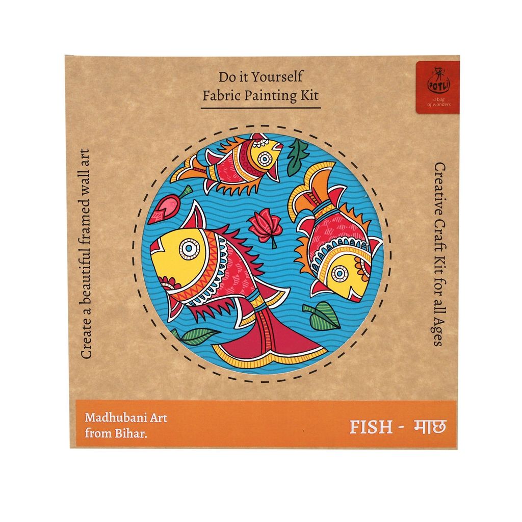 DIY Wall Art Fabric Painting kit Madhubani Fish view 2
