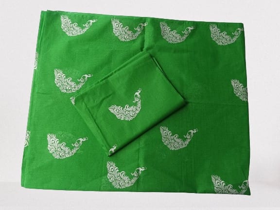 Parrot Green Mekhela Sador