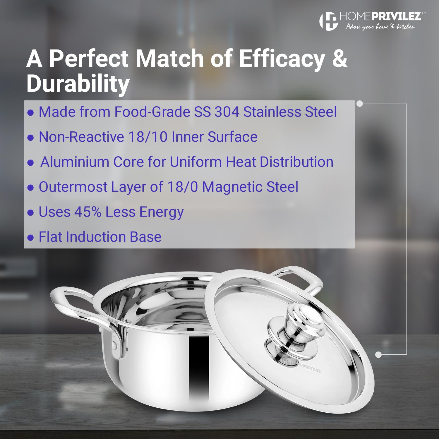 Stainless Steel Triply Stock Pot/Biryani Pot with SS Lid view 2