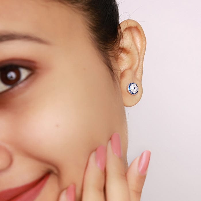 Silver Christie Evil Eye Earrings view 2