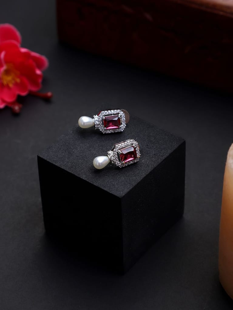 Rose Gold Plated Red Stone Earrings
