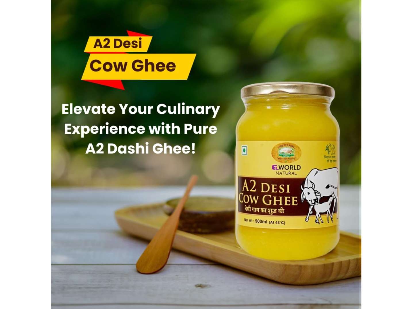 Elworld Agro & Organic Food Products A2 Pure Cow Ghee 500g + Moong Split 1kg view 2