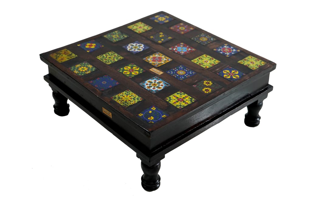 Wooden Tile Chowki Set of 3 view 2