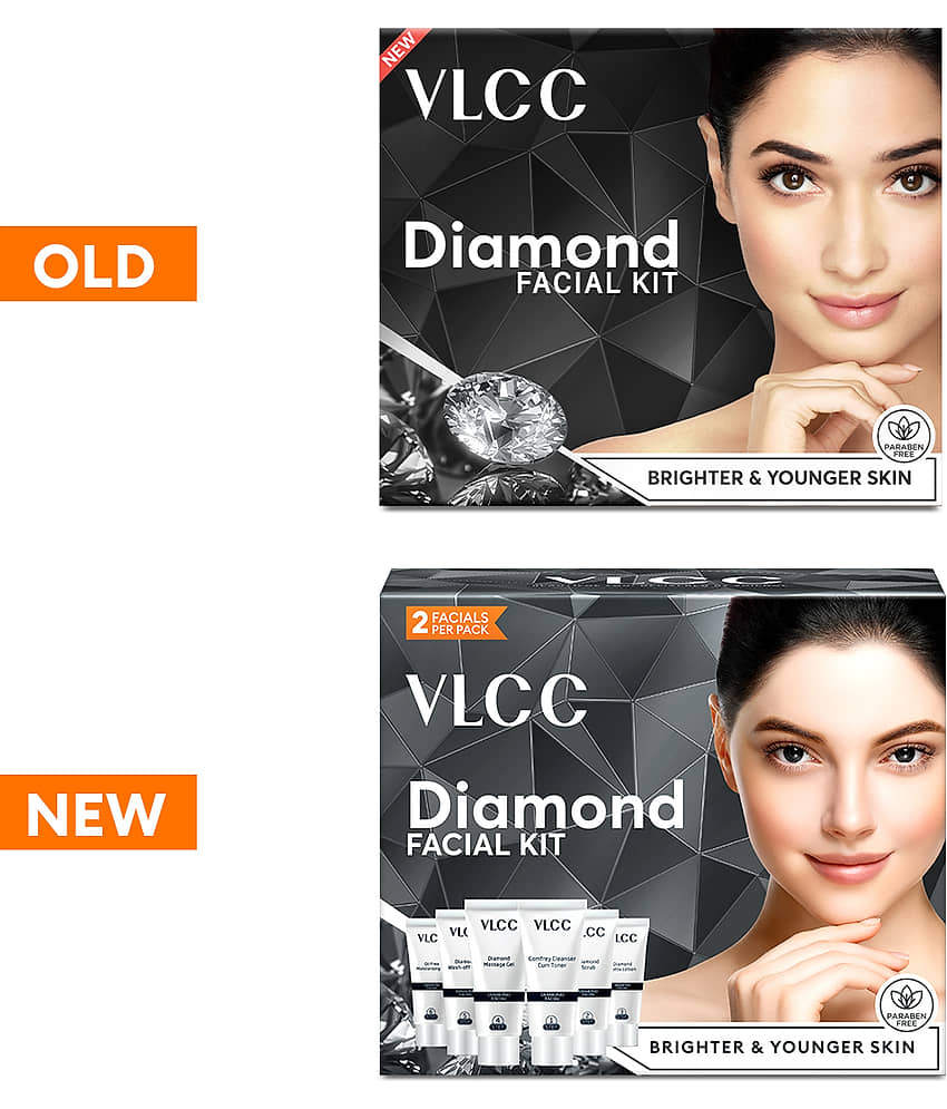 VLCC Diamond Facial Kit & Bleach 2 Times Use Facial Kit For All Skin Type Diamond 90 g ( Pack of 2 ) view 2