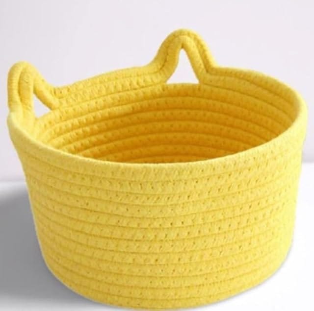 Generic Cotton Pack Of_1 Plain Cat Basket 9x5 Inch (Yellow)-PID66476 view 2