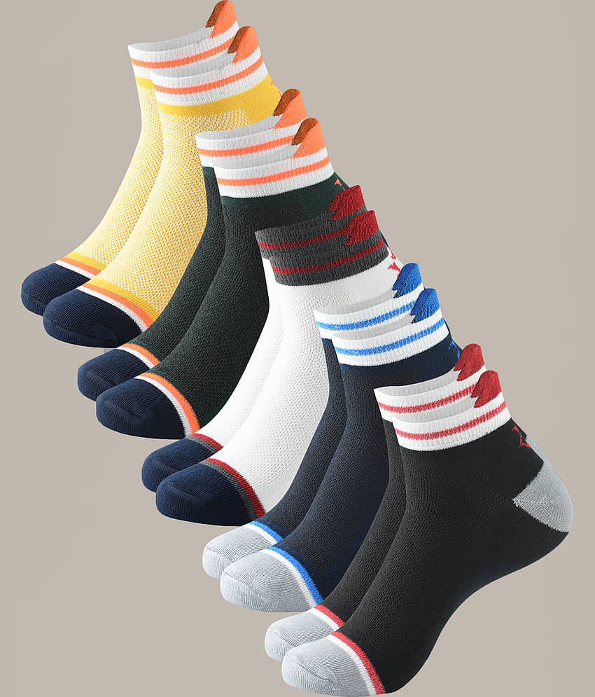 Brucella Blended Men's Self Design Multicolor Ankle Length Socks ( Pack of 5 )