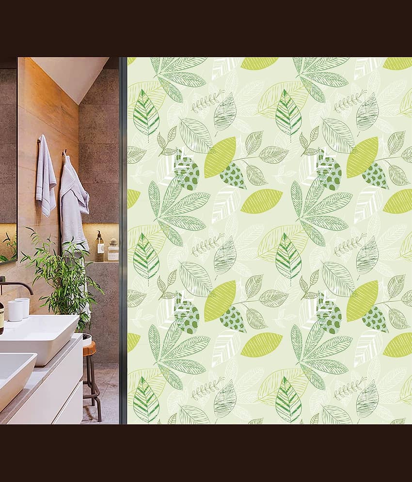 Asmi Collection Printed Leaves Privacy Frosted Film Window Sticker ( 120 x 60 cms ) view 2