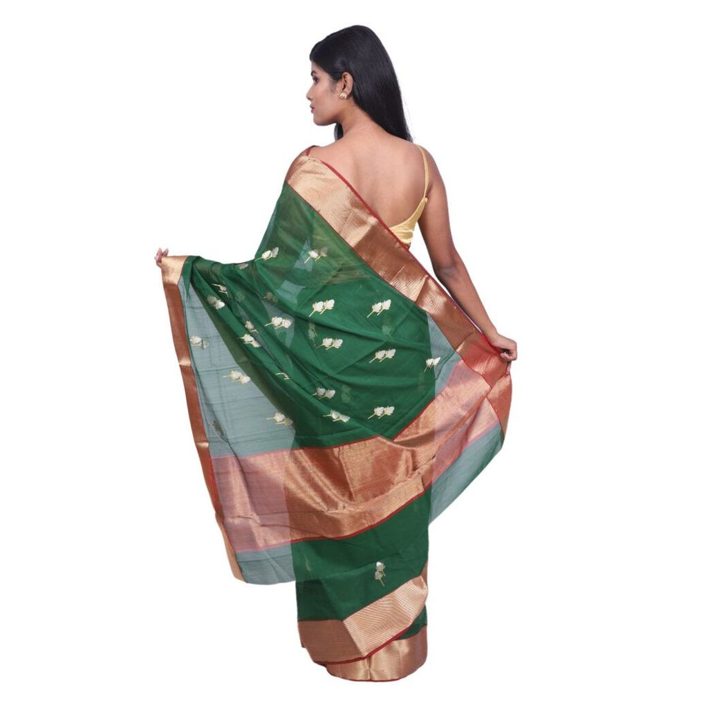 HANDLOOM CHANDERI SAREE- MERCERISED(COTTON+SILK MIX) WITH BLOUSE(SKU - 1SC206031120 SAREE- 84) view 2
