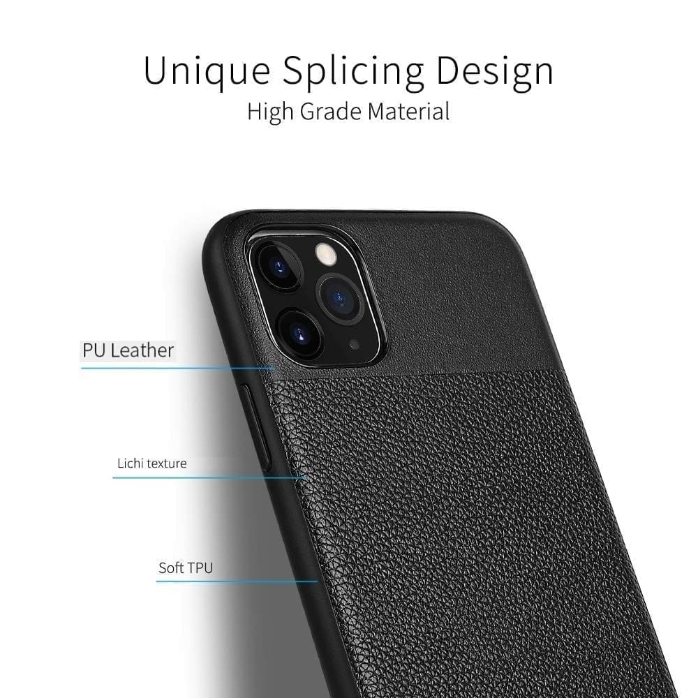 Memumi Brilliant Series Leather Back Cover for Apple iPhone 11 Pro Shockproof - Black (5.8") view 2