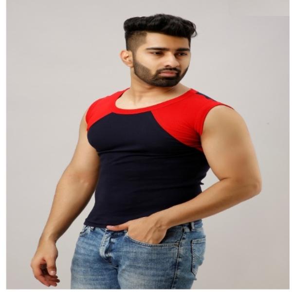 Men's Round Neck Vest Blue (Pack of 01 Pcs) view 2