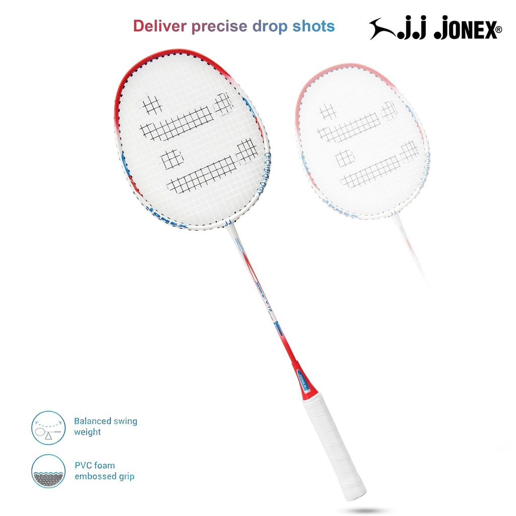 JJ Jonex v-12 Badminton Racket Aluminium Badminton Racket with Full Cover | One-Piece Frame, PVC Foam Embossed Grip for Comfortable Feel, Balanced Swing Weight for Power & Control view 2