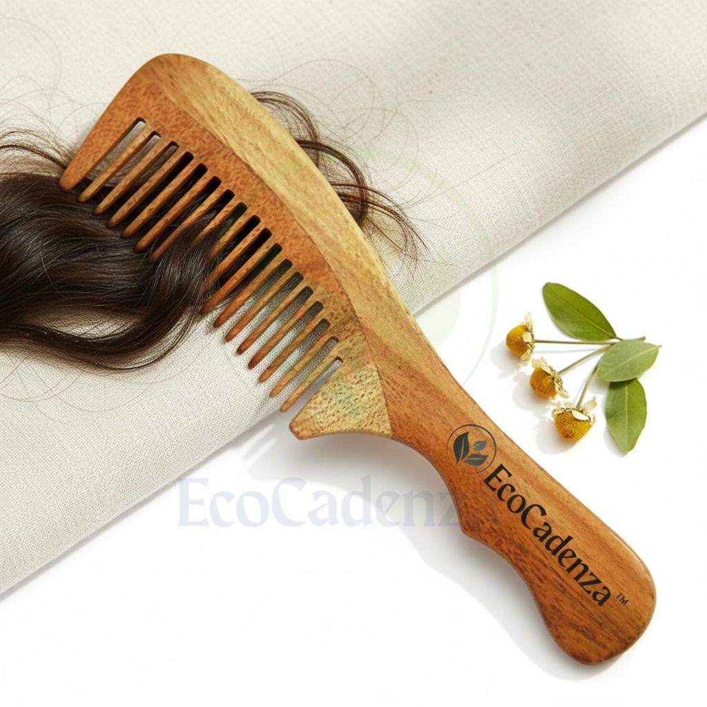 EcoCadenza Pure Neem French Comb Treated With Oil and Herbs. view 2