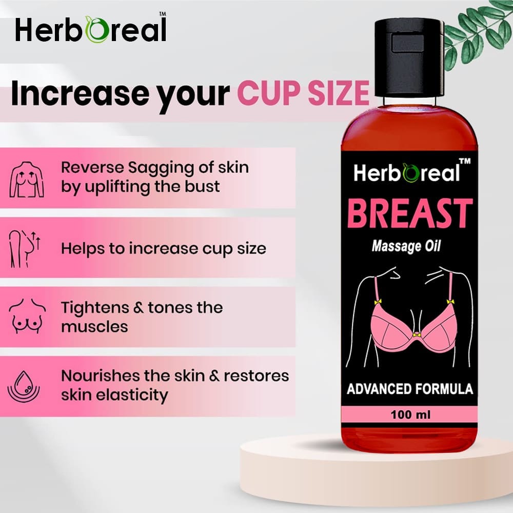 HerbOreal Pure Ayurvedic Breast Massage Oil For Women & Girls, Pure Essential Oil For Women, Very Fast Result In Just Time (100 ml) view 2
