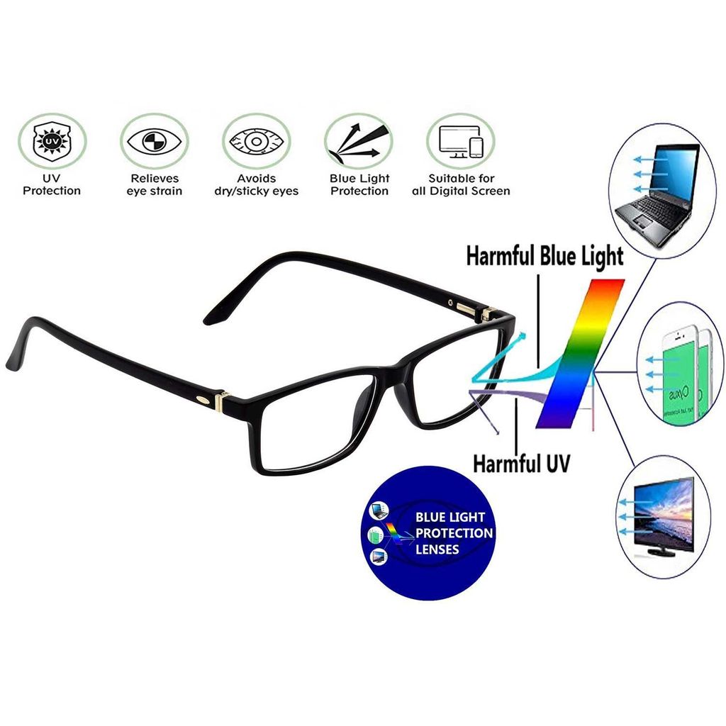 Hrinkar Zero Power Computer Glasses for Eye Protection with Blue Light Filter for Men & Women | Black | HBCT-FRM-BK-11