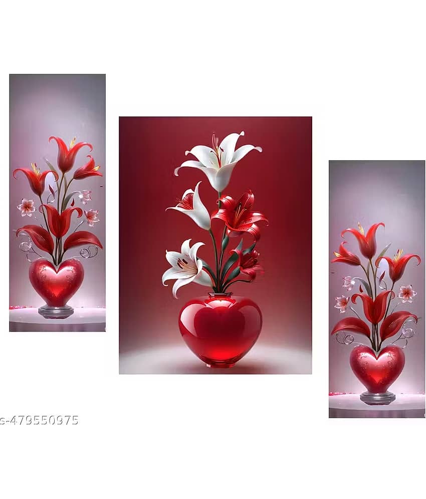 SNDArt Set Of 3 Modern Art Flower Wall Paintings For Living Room Gift Items 12 x 18 inch