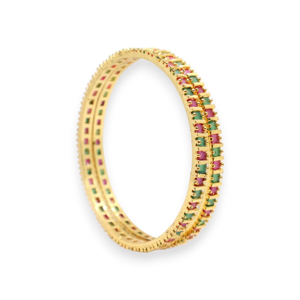 Elegant Gold-Plated Multicolor Stone Bangle view 2