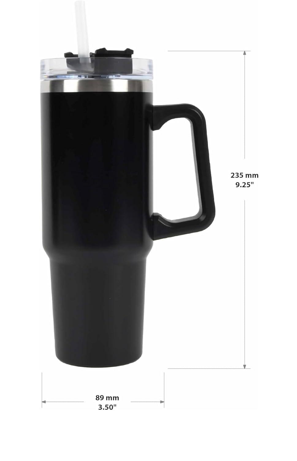 1200ml Steel Hot and Cold Tumbler - 1 straw view 2