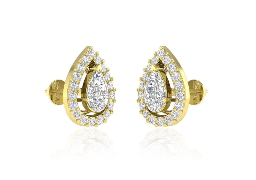 Teardrop Halo Solitaire Studs view 2