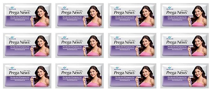 Prega News One Step Urine HCG Pregnancy Test Kit Device (Pack of 12)