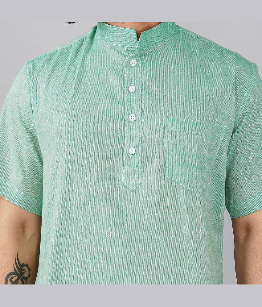 QuaClo - Green Cotton Men's Regular Kurta ( Pack of 1 ) view 2