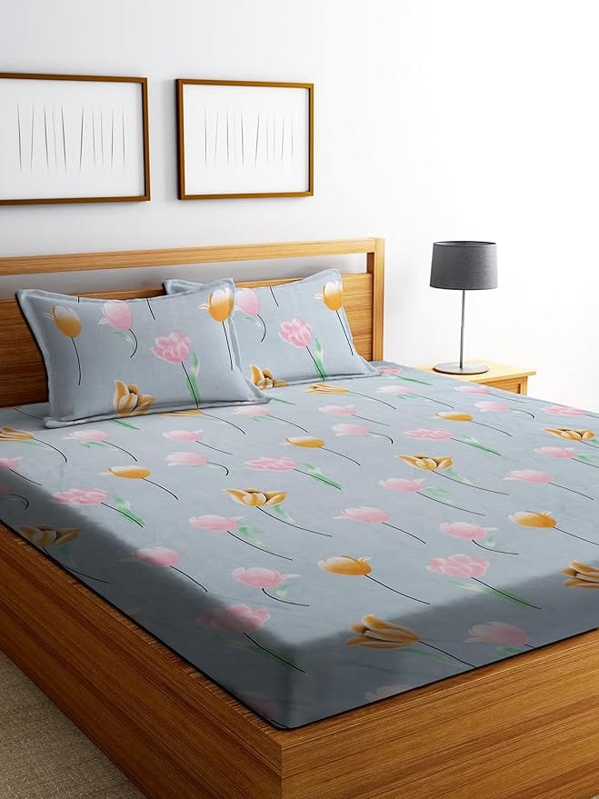 Set of 2 Pillow Covers with Floral Print, Standard Size, 100% Cotton, Soft and Breathable, Easy Care, Machine Washable view 2