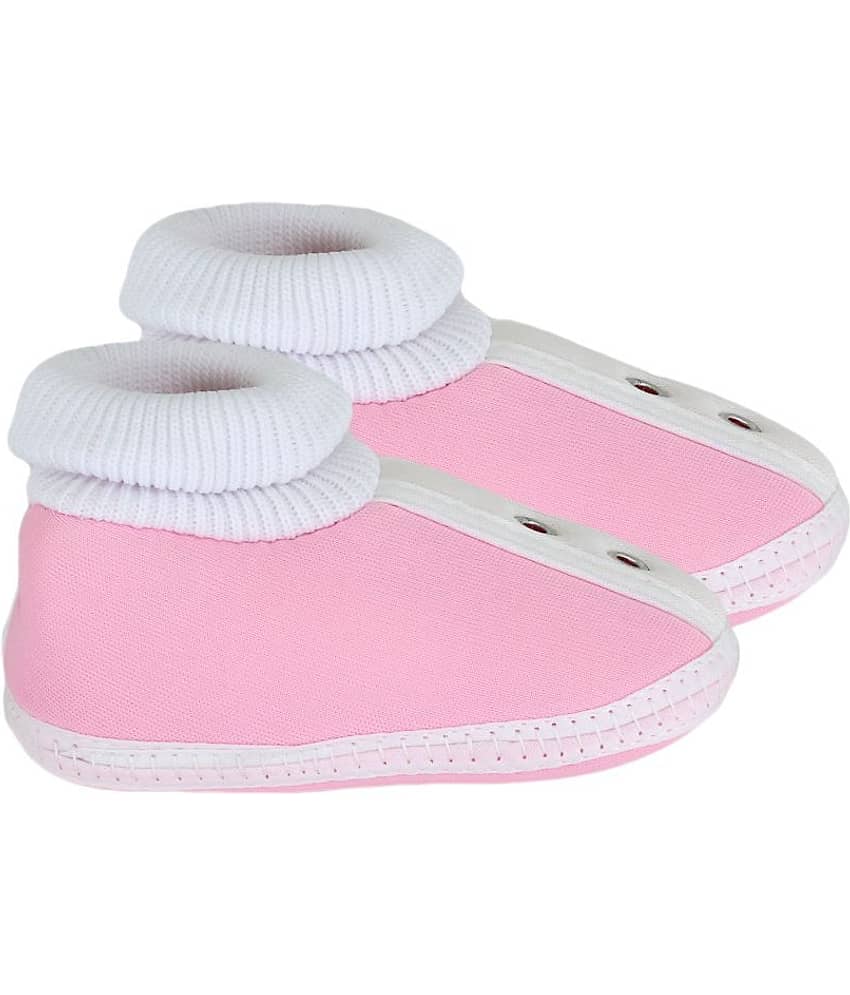 Neska Moda Baby Unisex Studd Baby Pink Booties/Shoes For 0 To 12 Months Infants-SK180 view 2