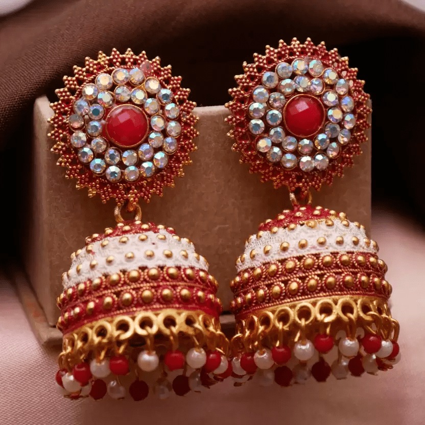 Royal Bridal Jhumka Karwa Chauth/Navratri/Jhumka Earring/Wedding jewelry Alloy Drops & Danglers, Jhumki Earring, Chandbali Earring view 2