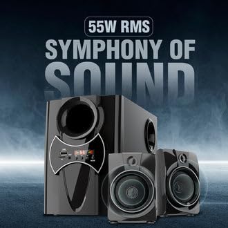 Intex 2100 Pro FMUB | 2.1 CH 55W Multimedia Bluetooth Speaker with Powerful Bass, and FM, USB, AUX and Remote view 2