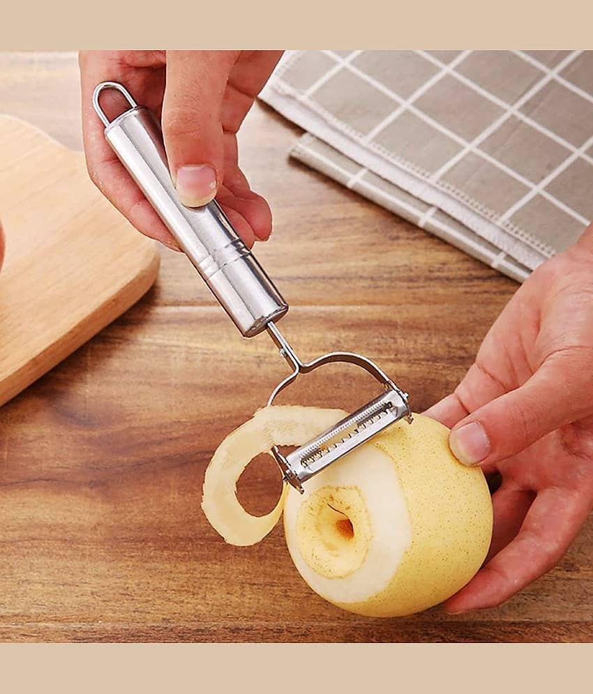 3 in 1 Stainless Steel Peeler & Apple Core Remover | Stainless Steel Vegetable Peeler Set Includes Apple Corer | Straight Julienne Peeler | Veggie Cutter & Slicer (Set of 3) view 2