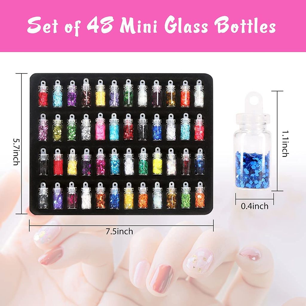Elecsera Design Case Set 48, Nail Art Decoration Resin Glitter Powder (Multicolor) view 2