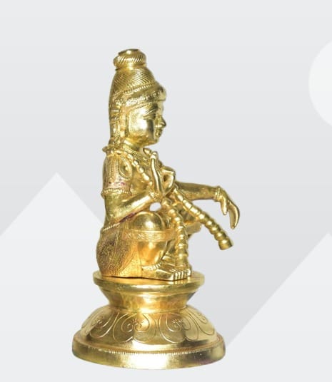 Panchaloha Idol of Lord Ayyappa in Sitting Posture view 2