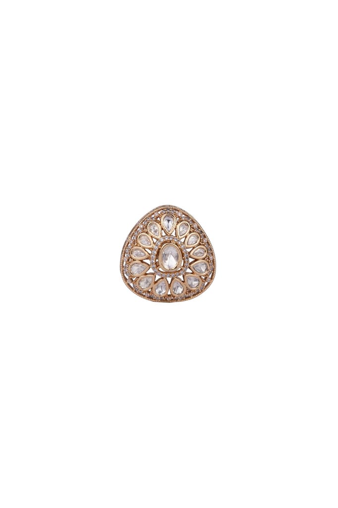SAANVI WHITE MARQUISE STONE WITH POLKI RING view 2