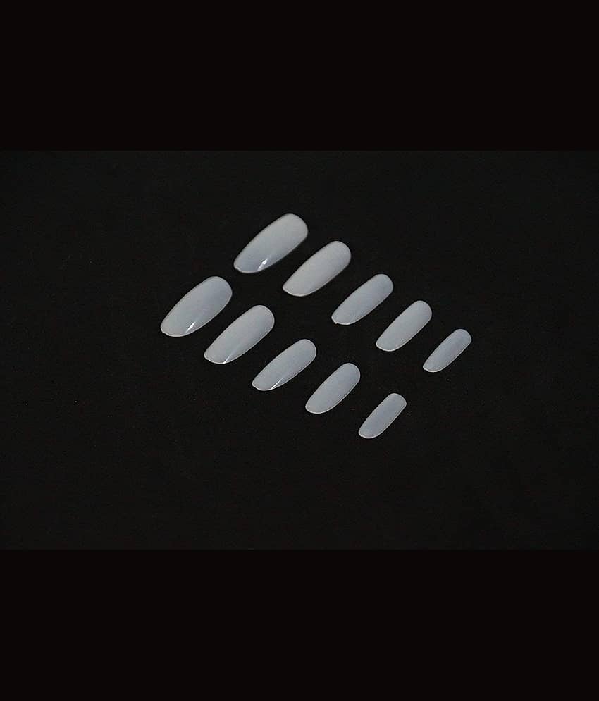 FOK 100Pc Reusable White Fake Nails 10Pc Nailart Tape Decoration Acrylic 100 no.s view 2