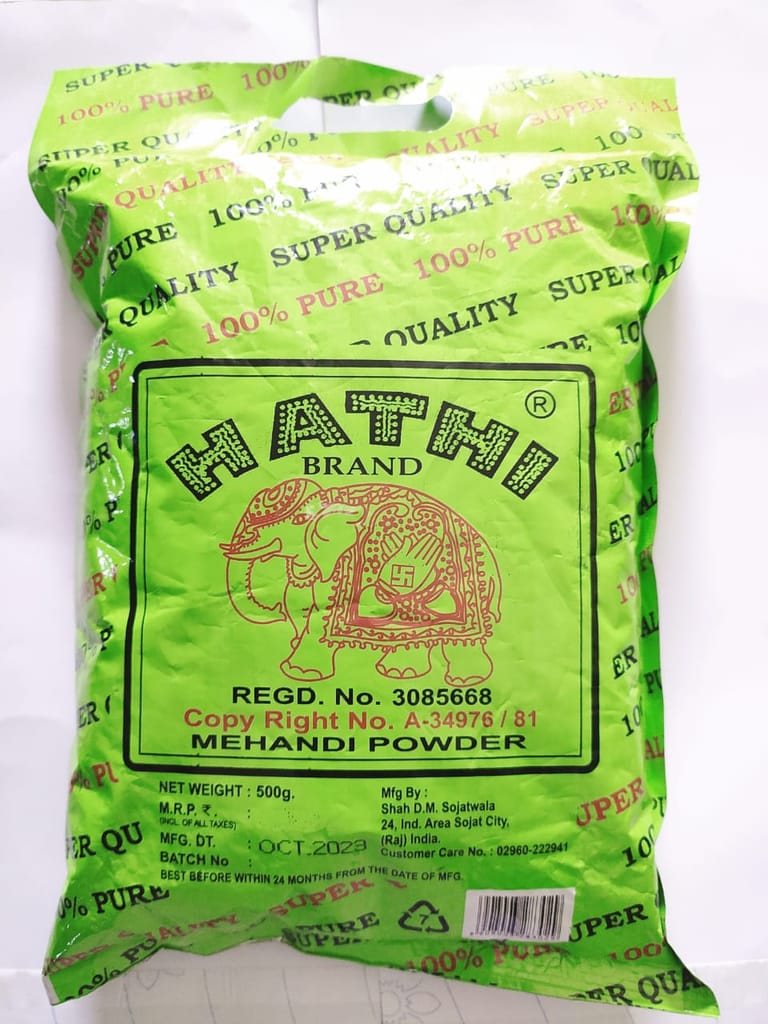 Hathi Chaap Mehandi Powder - 100% Pure & Natural Henna Powder for Hair Coloring and Conditioning - 500g" view 2
